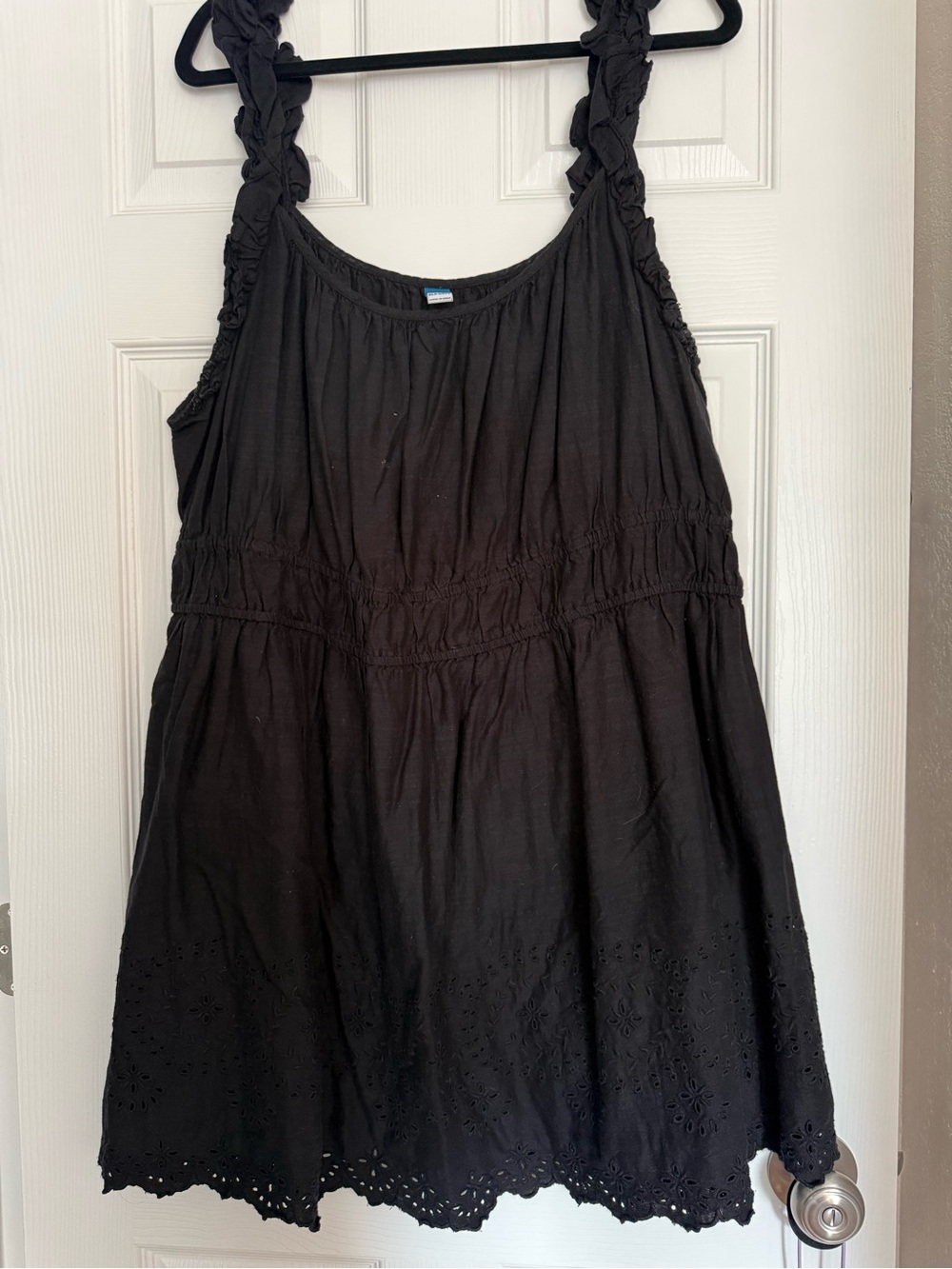 Old Navy Black Eyelet-Trim Sleeveless Cotton Sundress